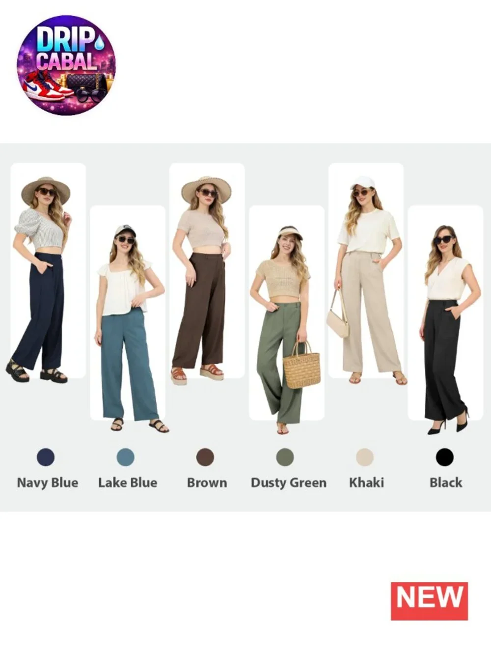 Wide Leg Linen Cotton Pants High Rise Pull On Stretchy Casual Trousers